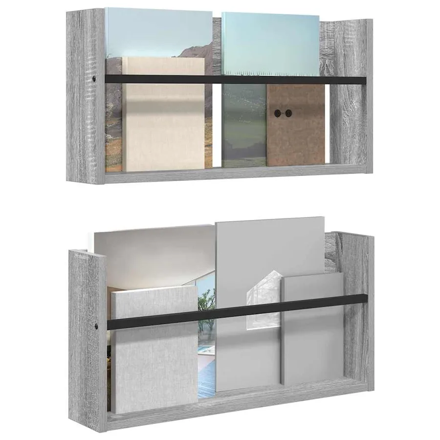 Étagère à magazines 2 pcs Gris Sonoma 60 x 12 x 30 cm - 3