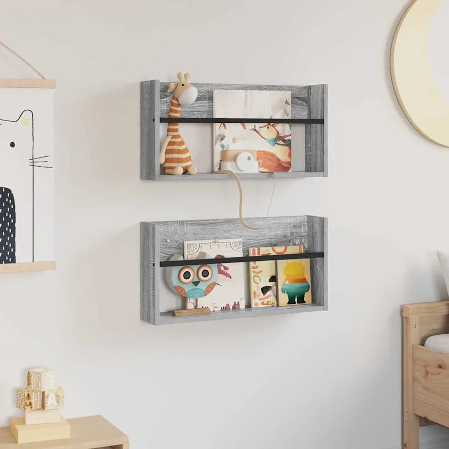 Étagère à magazines 2 pcs Gris Sonoma 60 x 12 x 30 cm - 4