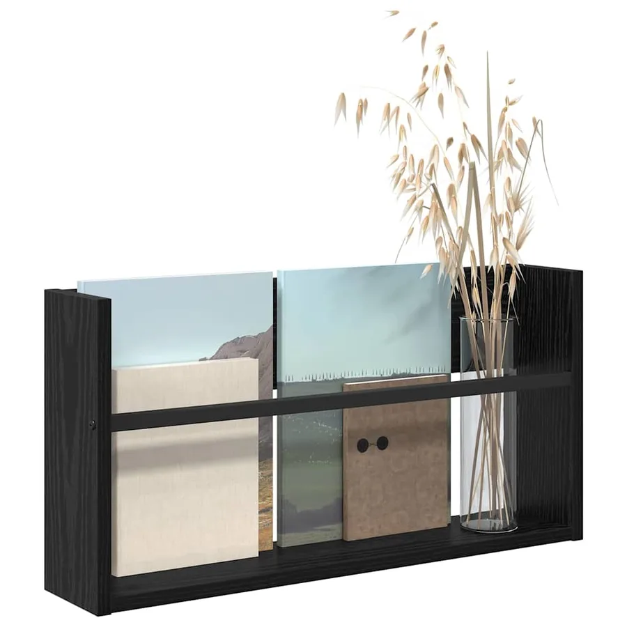 Étagère à magazines avec étagère Chêne noir 60 x 12 x 30 cm - 3