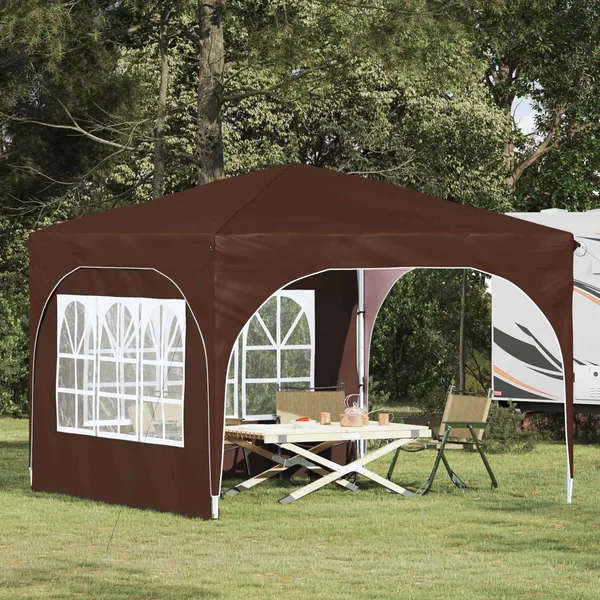 Tente de fête pop-up 290 x 290 x 245 cm Marron