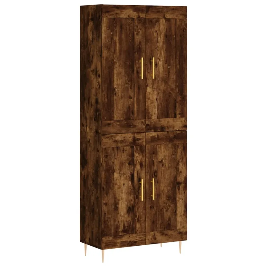 Buffet haut Chêne fumé 69,5x34x180 cm Bois d'ingénierie - 2