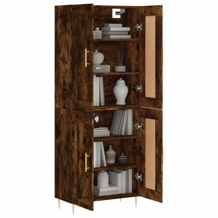 Buffet haut Chêne fumé 69,5x34x180 cm Bois d'ingénierie - 3