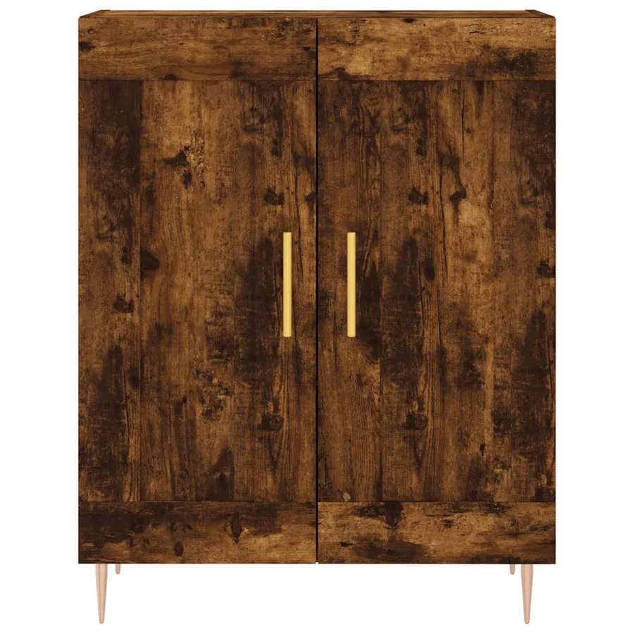 Buffet haut Chêne fumé 69,5x34x180 cm Bois d'ingénierie - 8
