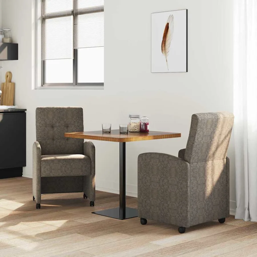 Chaises de Salle à Manger avec Roues 2 pcs Gris foncé - 3