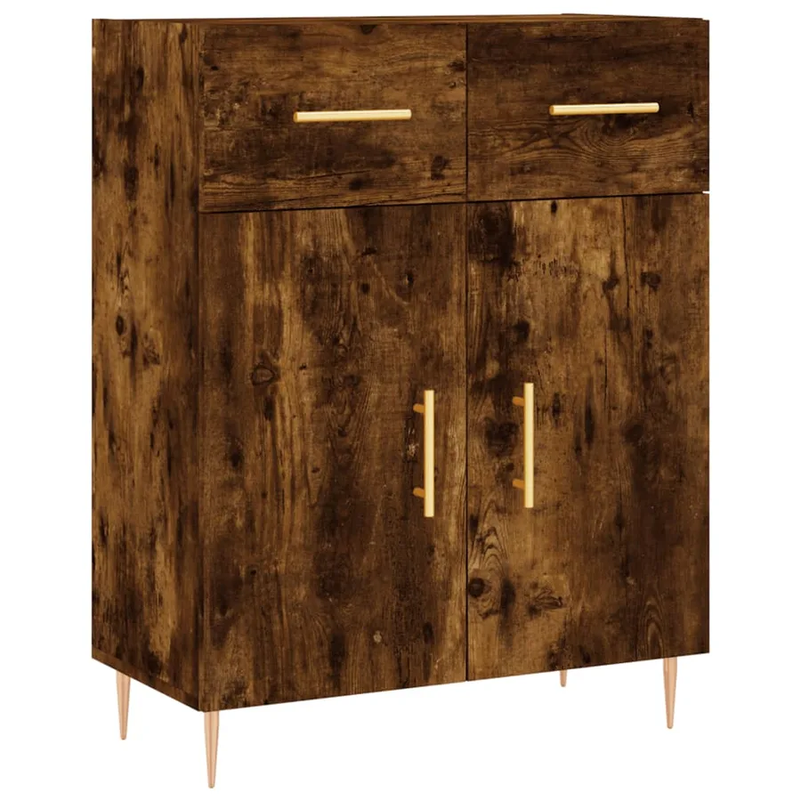 Buffet haut Chêne fumé 69,5x34x180 cm Bois d'ingénierie - 7
