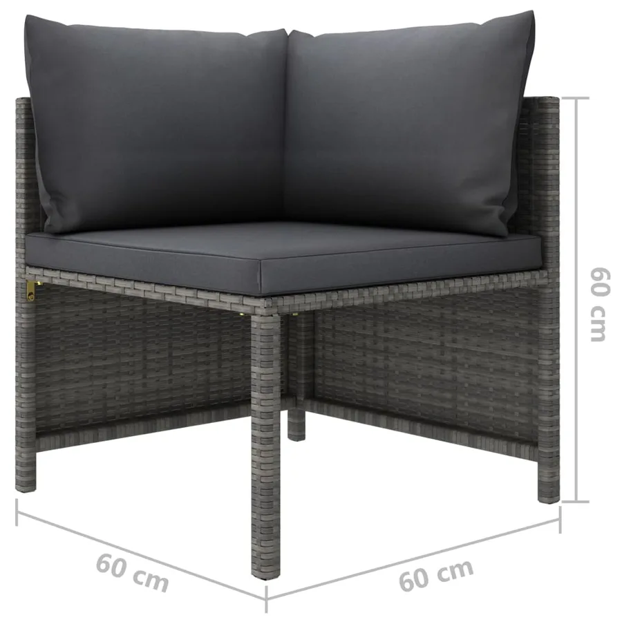 Salon de jardin 8 pcs avec coussins Résine tressée Gris - 9