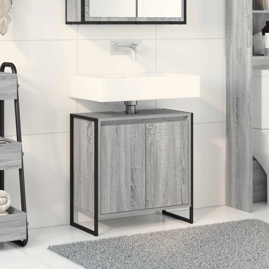 Cabinet de salle de bain avec porte Gris Sonoma 60 x 30 x 60 cm