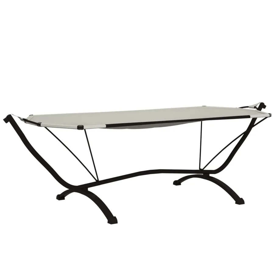 Lit de repos d'extérieur et auvent Crème Acier et tissu Oxford - 5