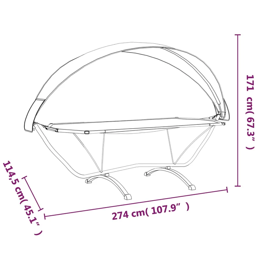 Lit de repos d'extérieur et auvent Crème Acier et tissu Oxford - 7