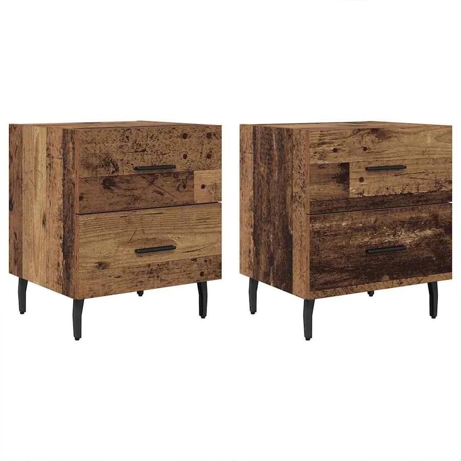 Cabinet de chevet 2 pcs Bois ancien 40 x 35 x 47,5 cm - 2