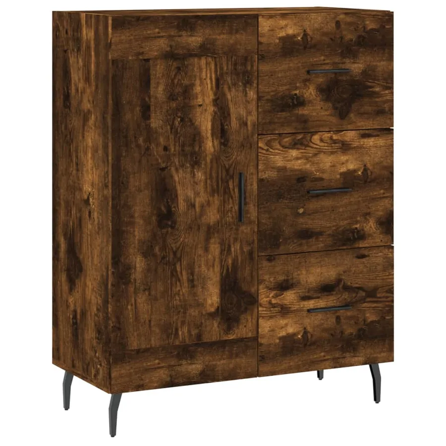 Buffet haut Chêne fumé 69,5x34x180 cm Bois d'ingénierie - 7