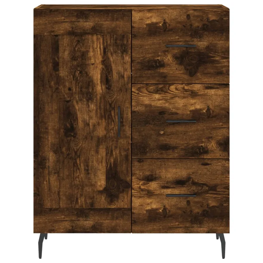 Buffet haut Chêne fumé 69,5x34x180 cm Bois d'ingénierie - 8