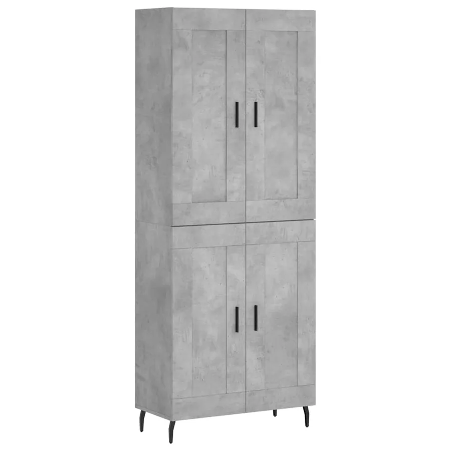 Buffet haut Gris béton 69,5x34x180 cm Bois d'ingénierie - 2