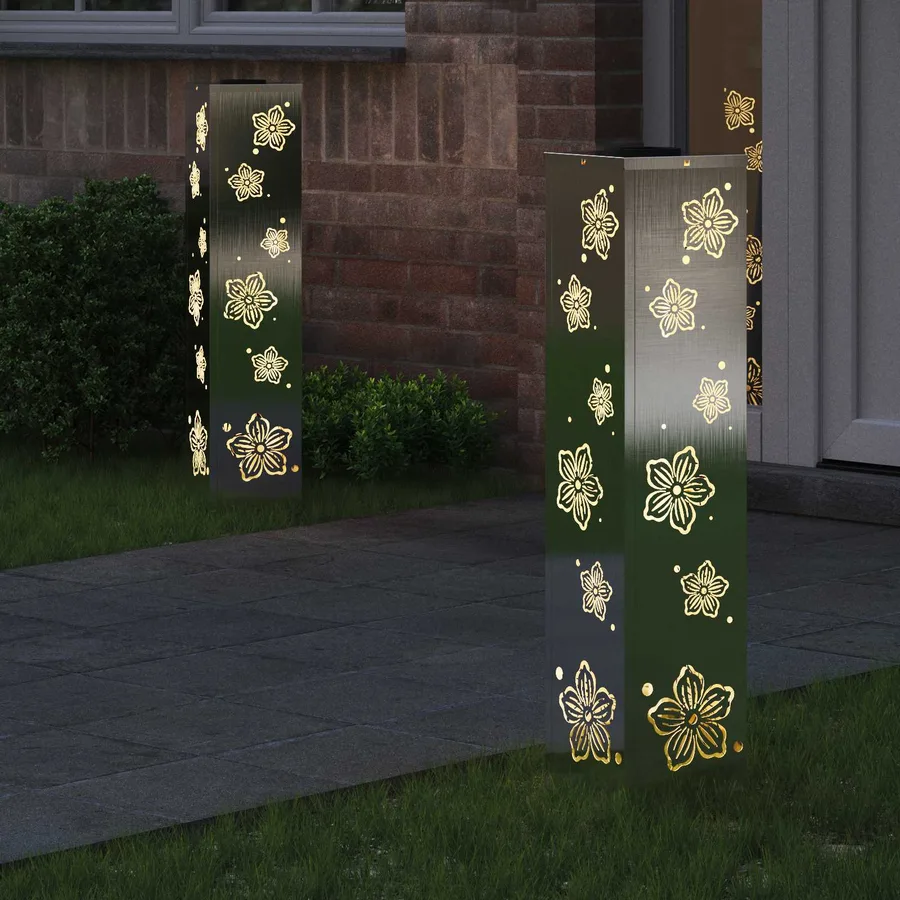 Lumière de chemin LED solaire 2 pcs Blanc chaud 18 x 18 x 80 cm - 3