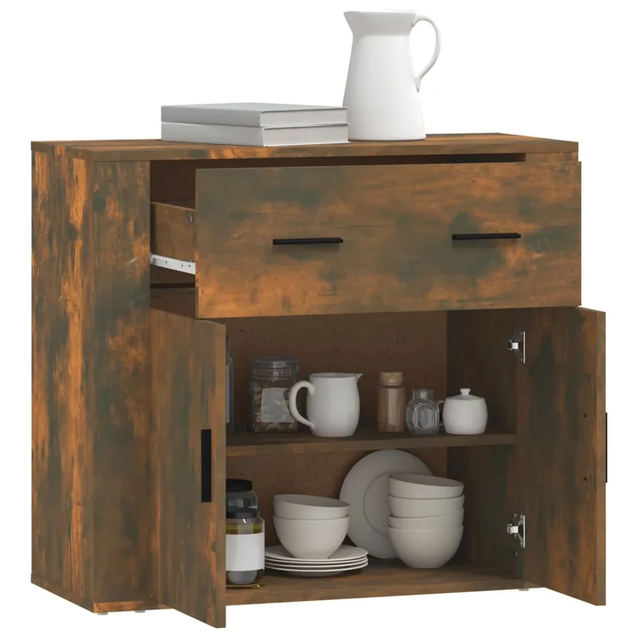 Buffet Chêne fumé 80x33x70 cm Bois d'ingénierie - 7