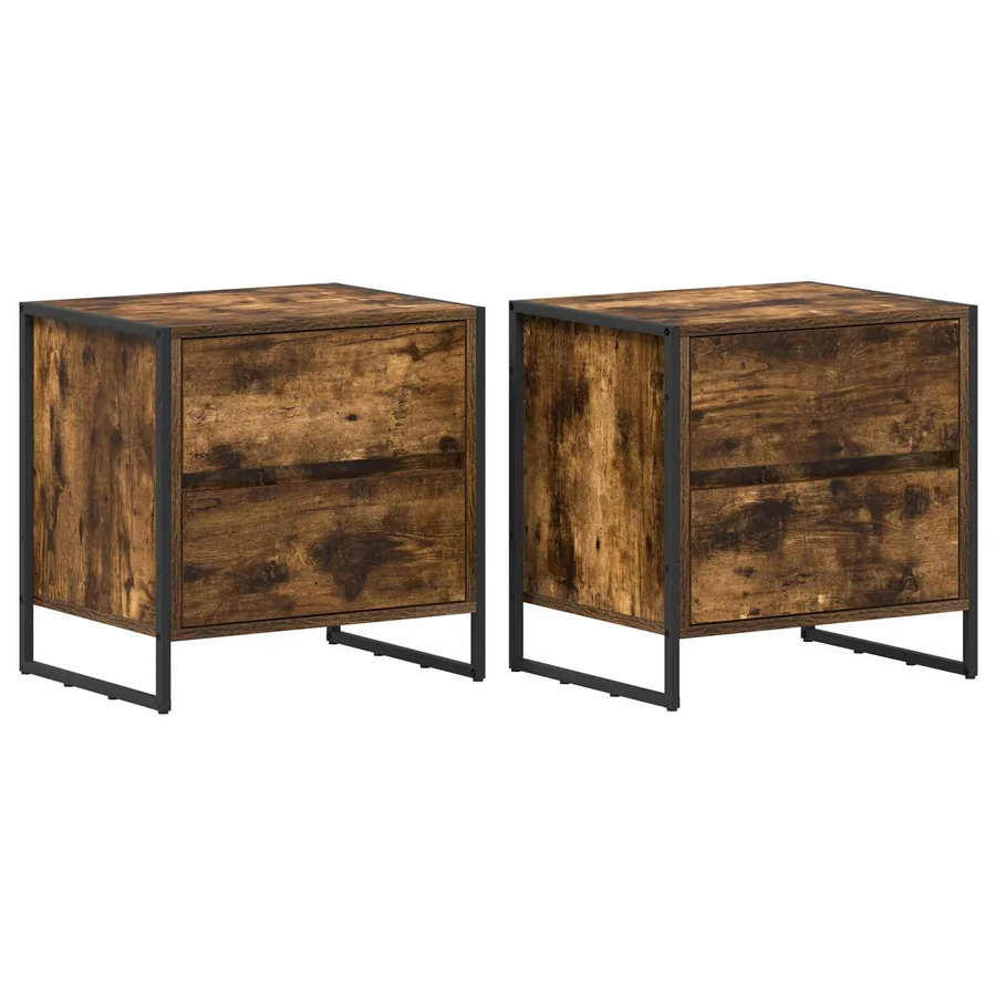 Table de chevet avec tiroir 2 pcs Chêne Fumé 50 x 39,5 x 50 cm - 2