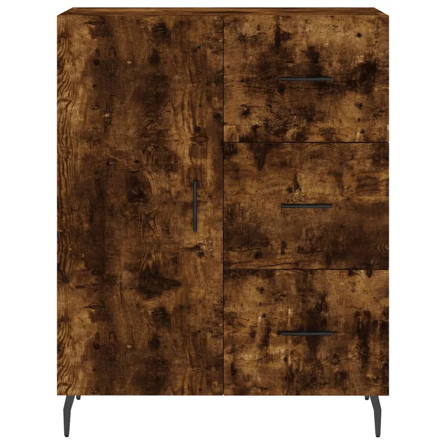 Buffet haut Chêne fumé 69,5x34x180 cm Bois d'ingénierie - 8