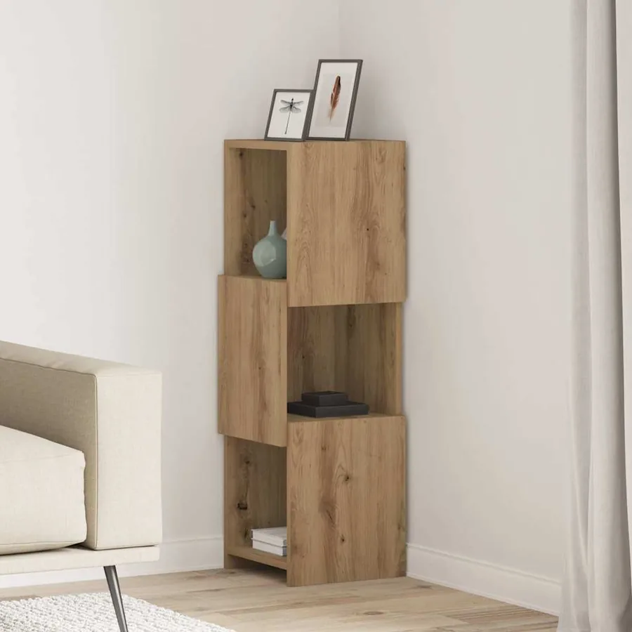 Meuble d'angle 30,5x30x95cm Bois d'ingénierie Chêne artisanal