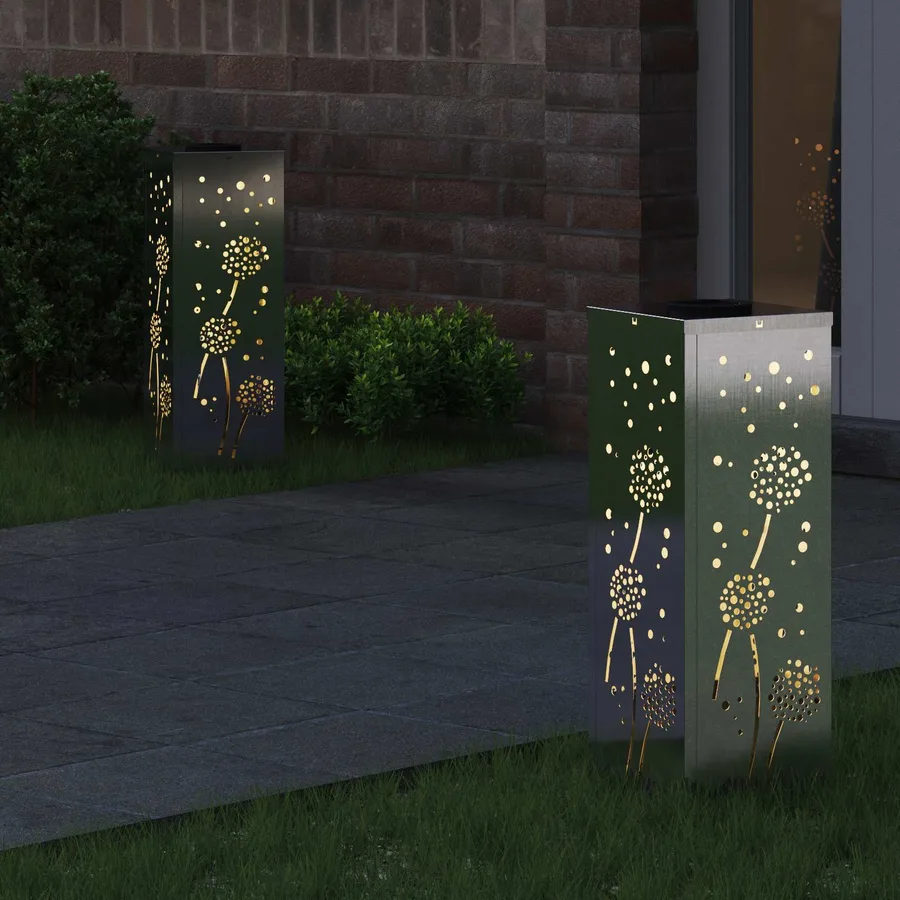 Lumière de chemin LED solaire 2 pcs Blanc chaud 18 x 18 x 50 cm - 3