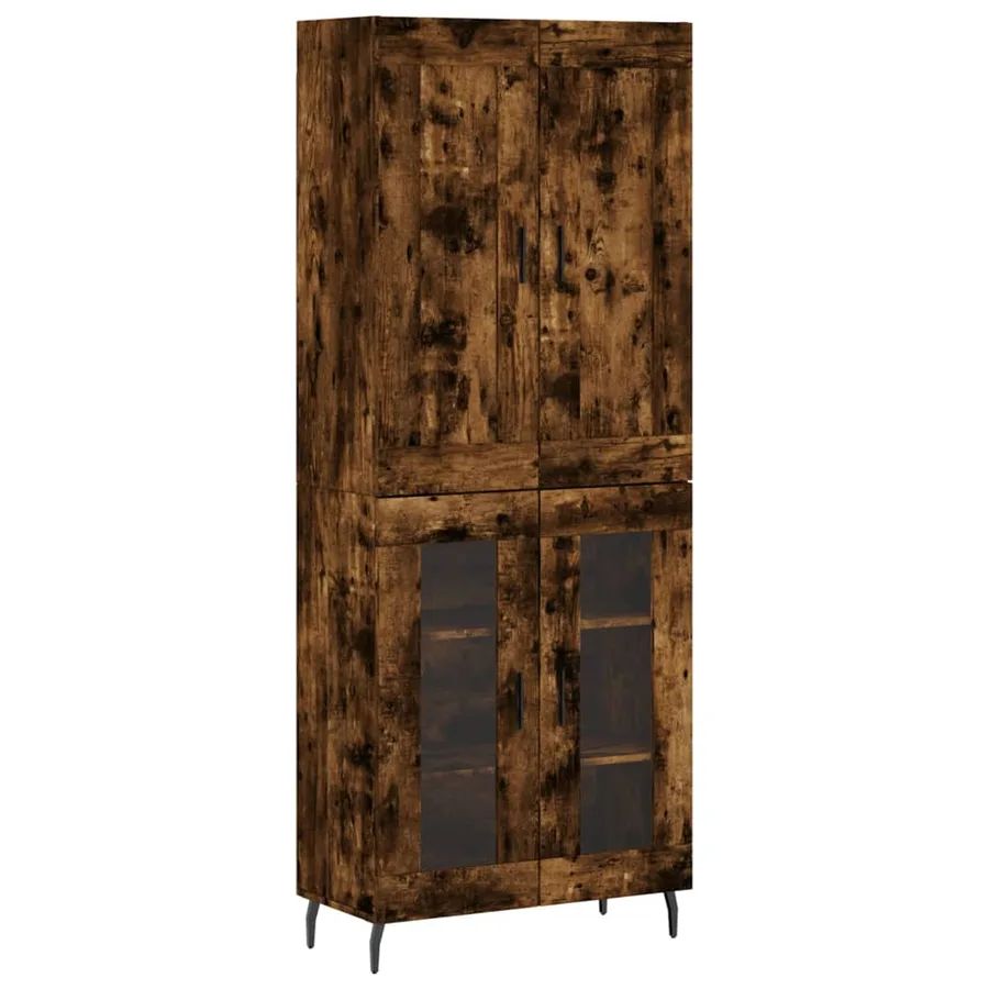 Buffet haut Chêne fumé 69,5x34x180 cm Bois d'ingénierie - 2