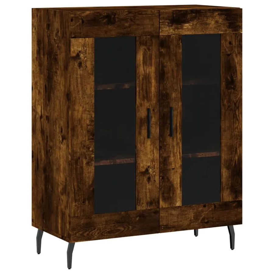 Buffet haut Chêne fumé 69,5x34x180 cm Bois d'ingénierie - 7