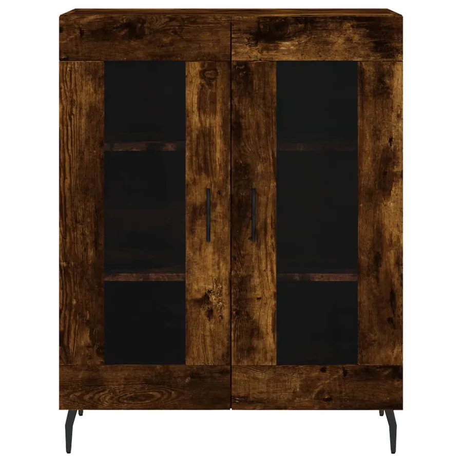 Buffet haut Chêne fumé 69,5x34x180 cm Bois d'ingénierie - 8