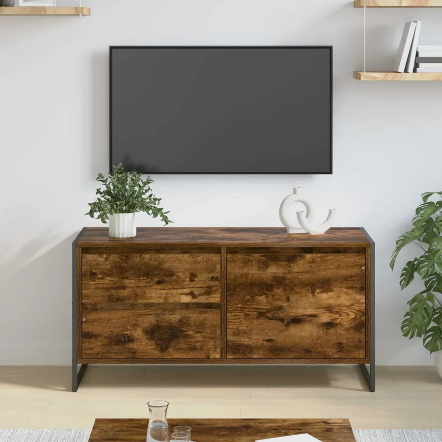 Meuble TV Chêne Fumé 100 x 36 x 49.5 cm Bois d'ingénierie