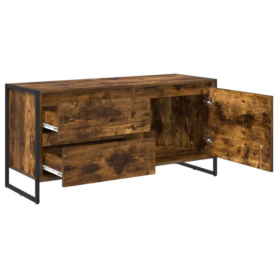Meuble TV Chêne Fumé 100 x 36 x 49.5 cm Bois d'ingénierie - 5