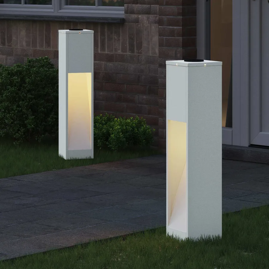 Lumière de Chemin LED Solaire 2 pcs Blanc chaud 18 x 18 x 80 cm - 3