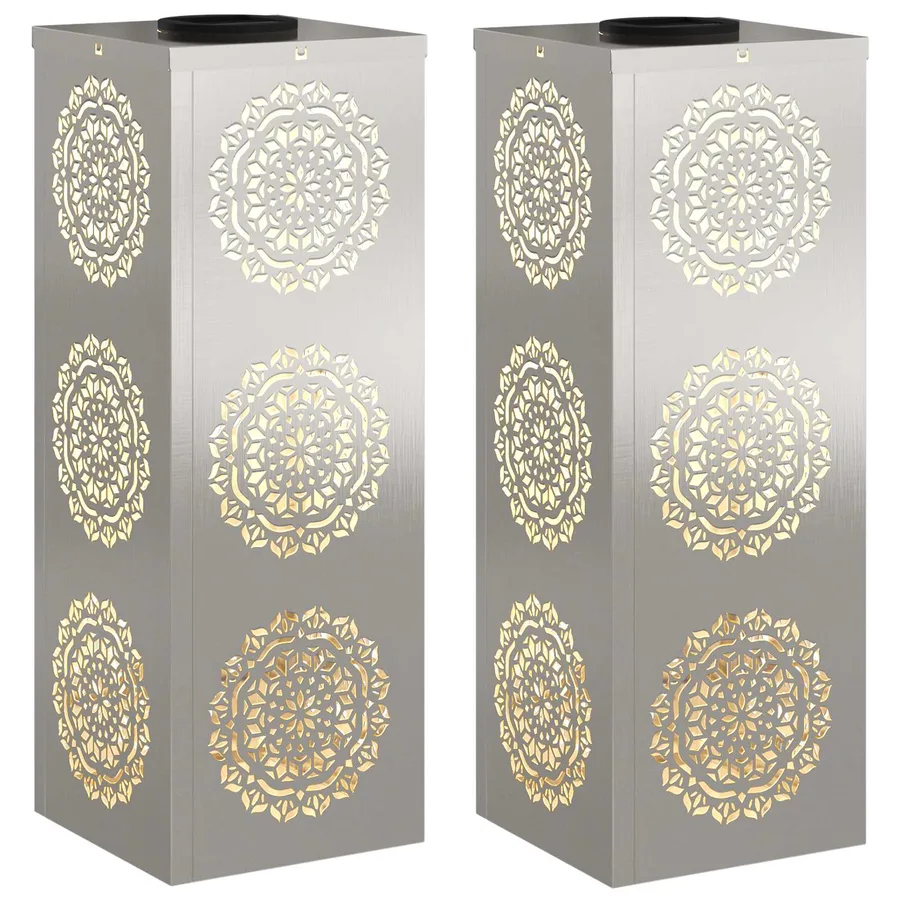 Lumière de chemin LED solaire 2 pcs Blanc chaud 18 x 18 x 50 cm - 2