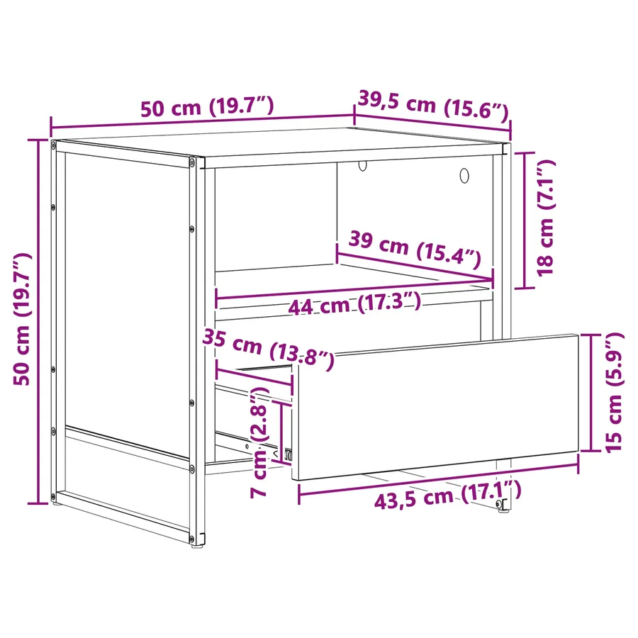 Table de chevet avec tiroir 2 pcs Sonoma 50 x 39,5 x 50 cm - 13
