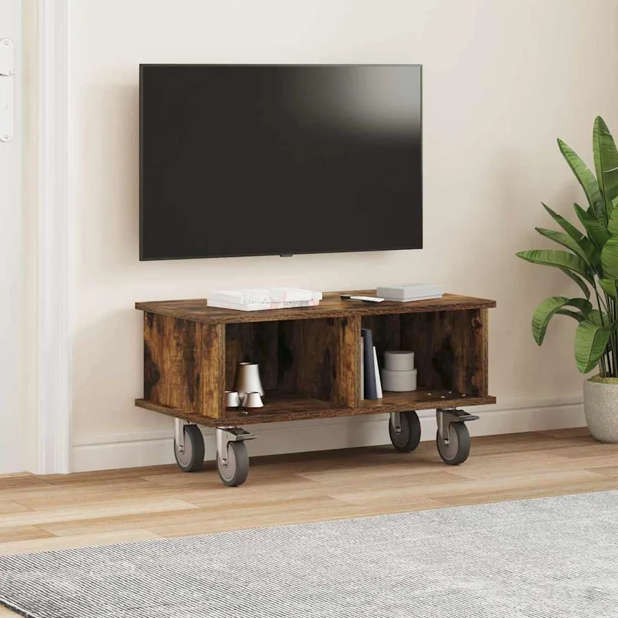 Meuble TV Chêne fumé 68,5 x 35 x 35 cm Bois d'ingénierie - 4