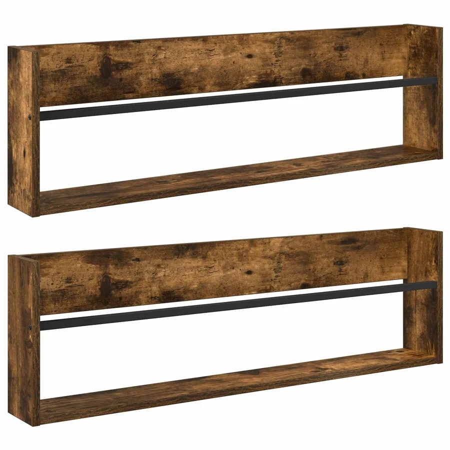 Étagère à magazines 2 pcs Chêne fumé 100 x 12 x 30 cm - 2