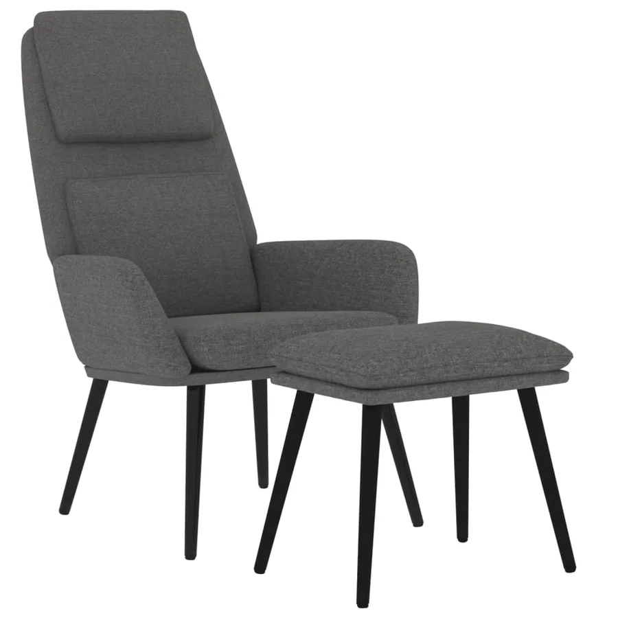 Chaise de relaxation avec tabouret Gris clair Tissu - 3
