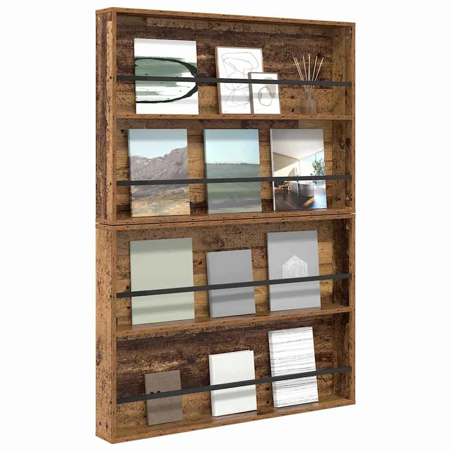Étagère à magazines 2 pcs Bois ancien 100 x 12 x 70 cm - 3