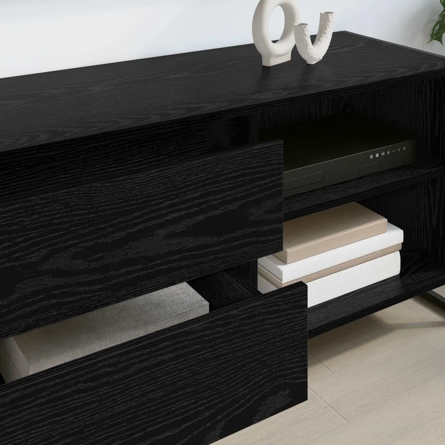 Meuble TV Chêne noir 100 x 36 x 49,5 cm Bois d'ingénierie - 4