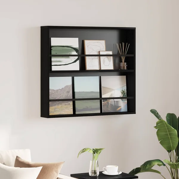 Étagère à magazines avec étagère Chêne noir 80 x 12 x 70 cm
