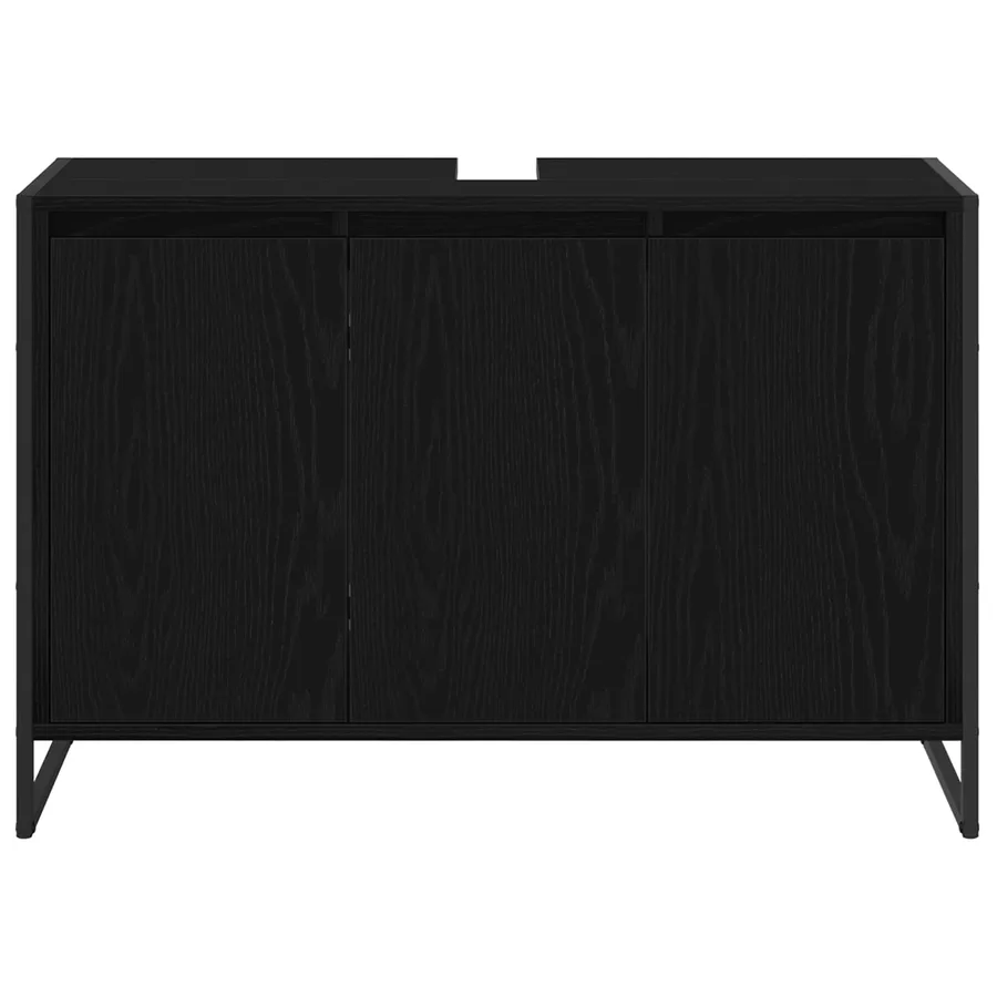 Cabinet de salle de bain avec porte Chêne noir 90 x 30 x 60 cm - 6