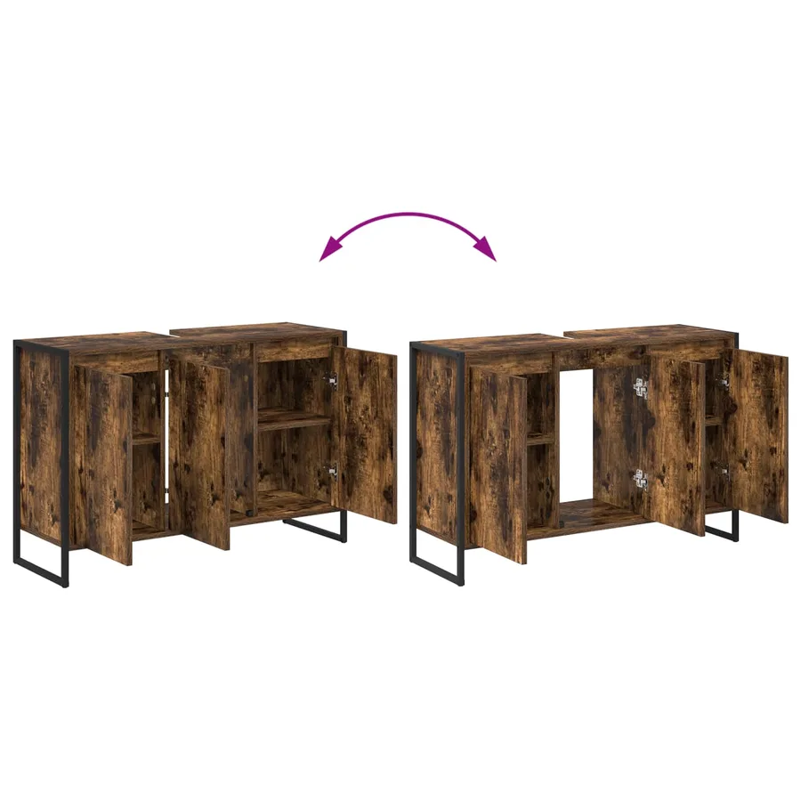 Cabinet de salle de bain avec porte Chêne Fumé 90 x 30 x 60 cm - 13