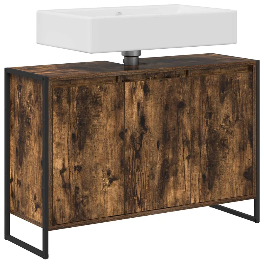 Cabinet de salle de bain avec porte Chêne Fumé 90 x 30 x 60 cm - 3