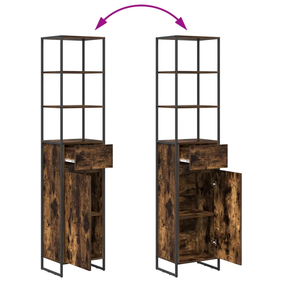 Ensemble de mobilier de salle de bain avec tiroir Chêne fumé - 17