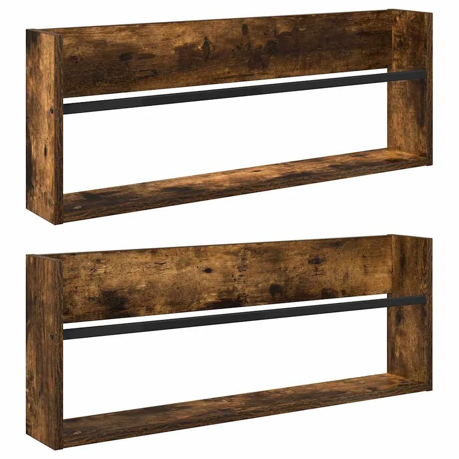 Étagère à magazines 2 pcs Chêne fumé 80 x 12 x 30 cm - 2