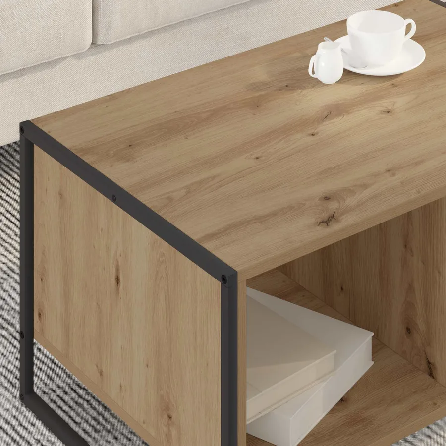 Table basse Chêne artisan 80 x 50 x 40 cm Bois d'ingénierie - 4