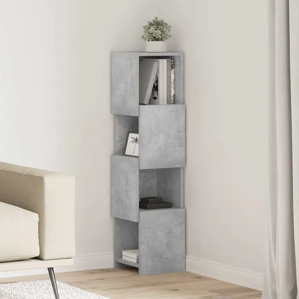 Meuble d'angle Gris béton 25,5x25x102cm Bois d'ingénierie