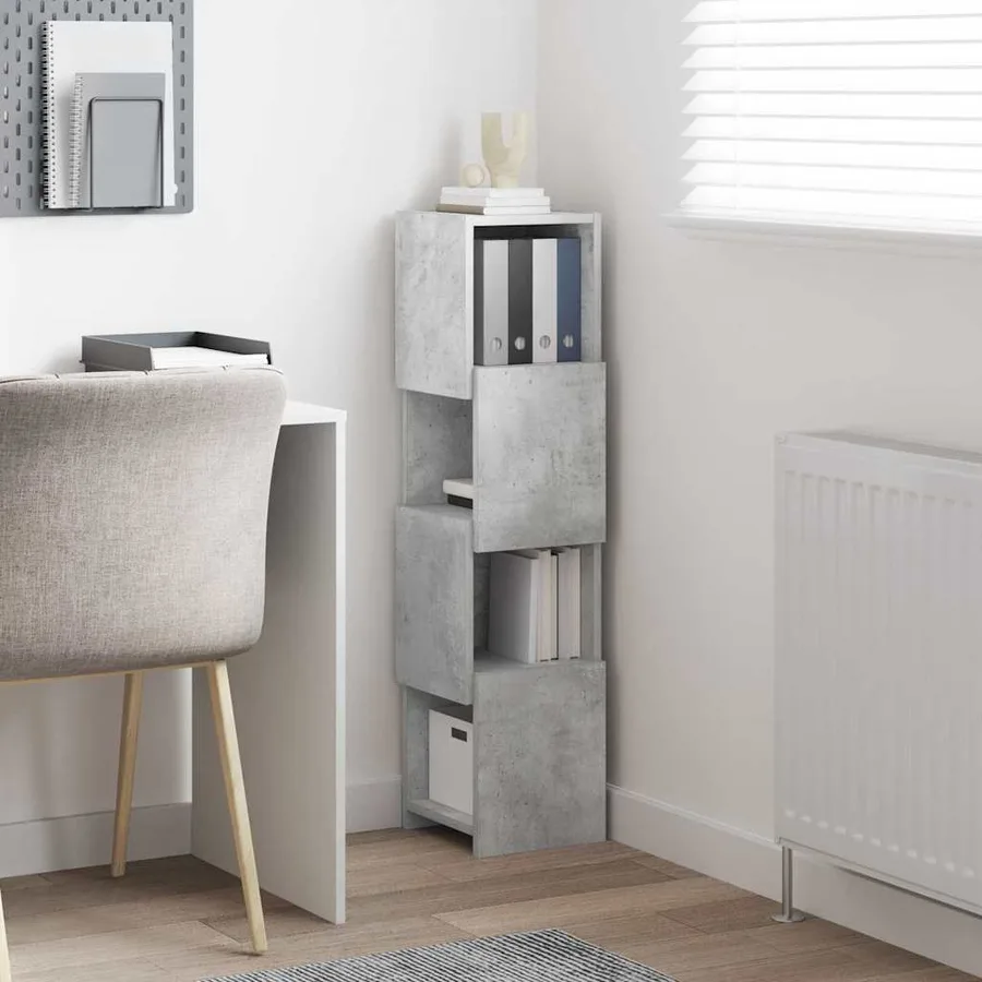 Meuble d'angle Gris béton 25,5x25x102cm Bois d'ingénierie - 4