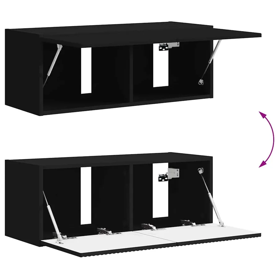 Meuble TV mural Montage mural 2 pcs Noir 78,5 x 31 x 29,5 cm - 12