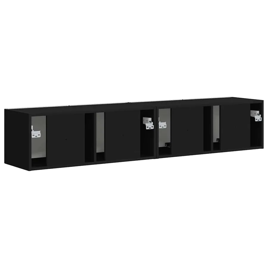 Meuble TV mural Montage mural 2 pcs Noir 78,5 x 31 x 29,5 cm - 9