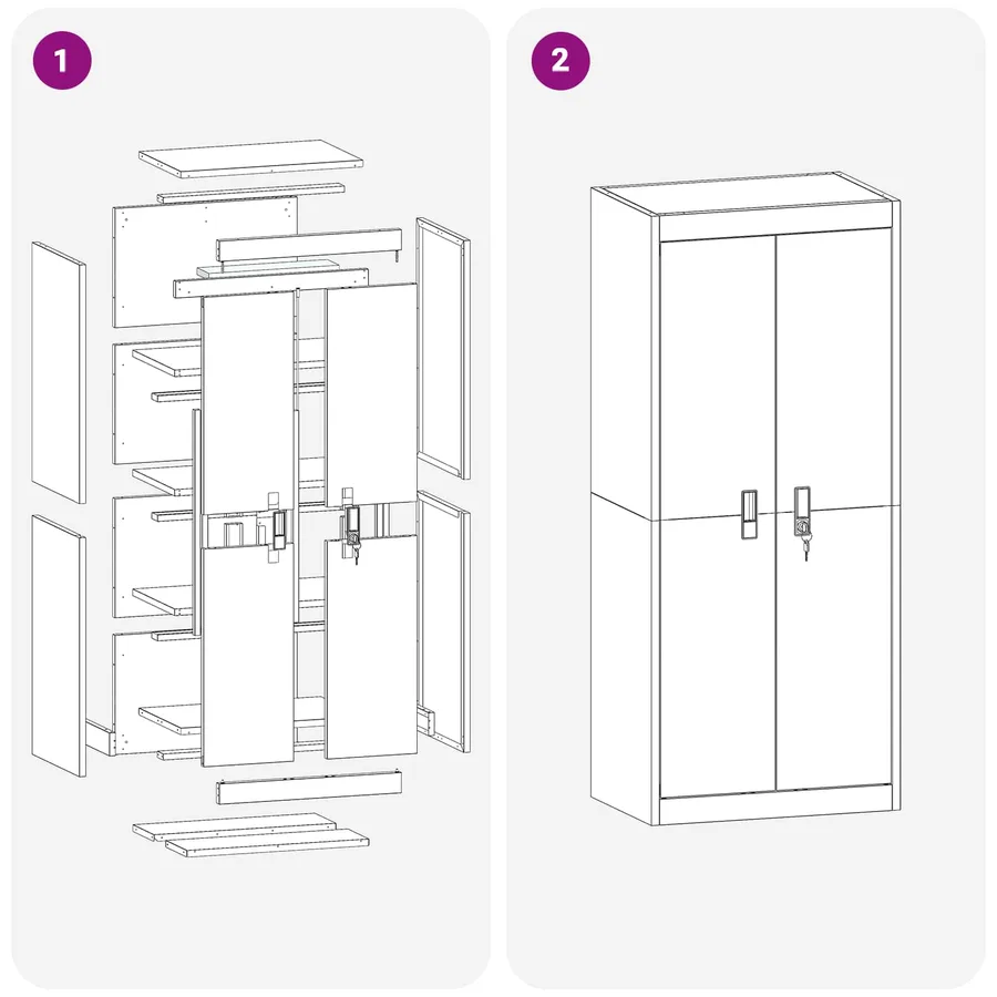 Armoire de rangement Rose 60 x 40 x 140 cm Acier - 11