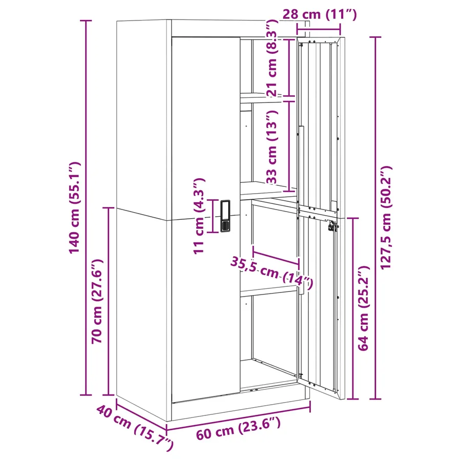 Armoire de rangement Rose 60 x 40 x 140 cm Acier - 13