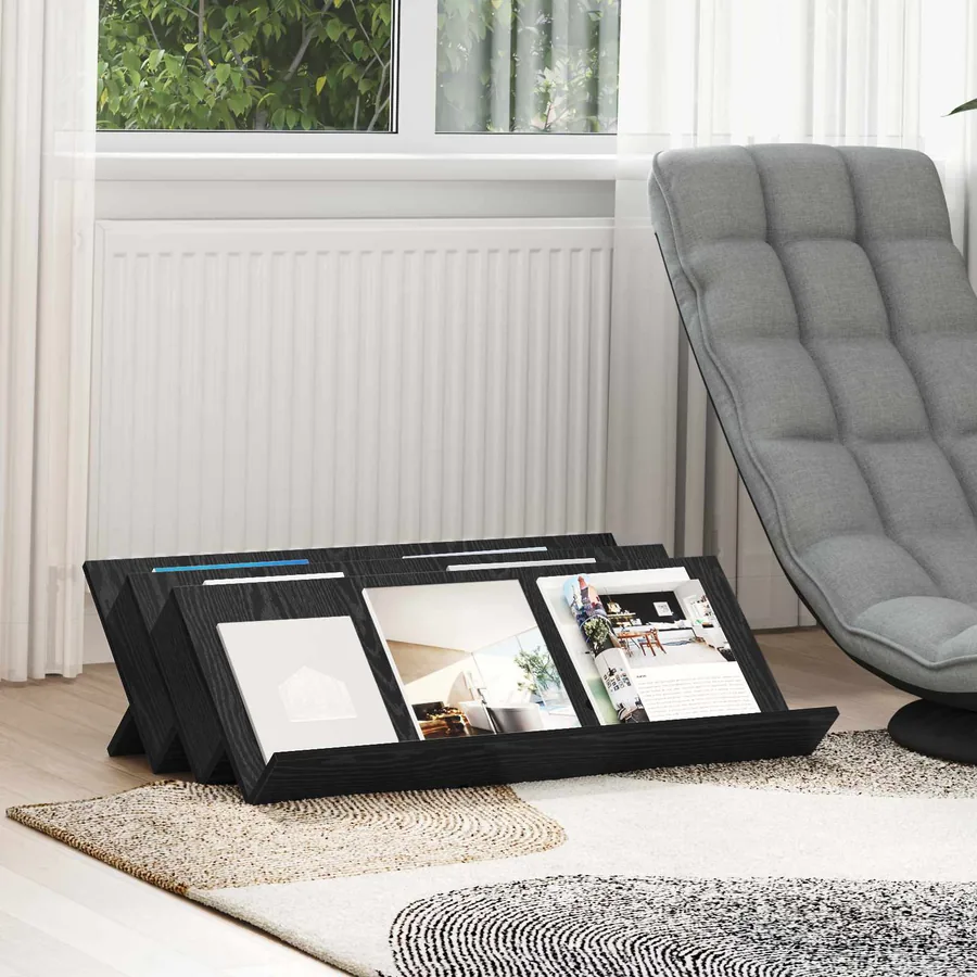 Étagère à magazines avec étagère Chêne noir 90 x 53 x 28,5 cm